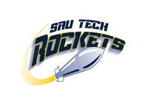 Blue and yellow logo for SAU Tech Rockets